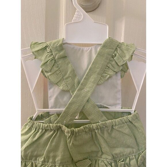 Petit Ami Bubble Ruffle Romper Green Gingham Baby Girls Size 3 Months NWT - Picture 6 of 7